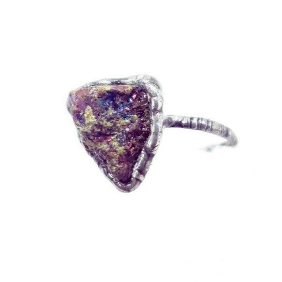 Chalcopyrite crystal Ring handmade gothic metalwork - Picture 3 of 12